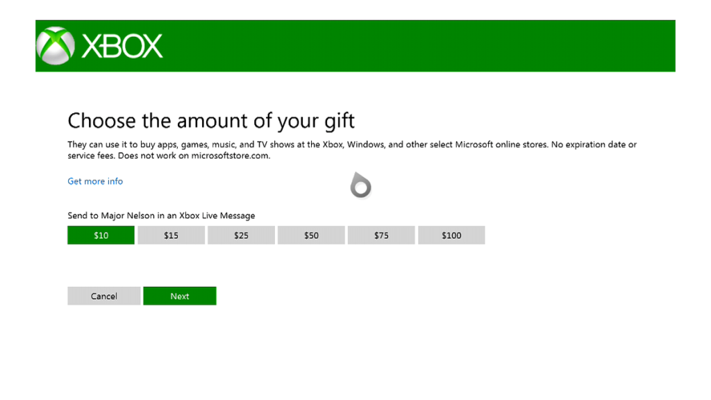 Xbox Store Gift Card on Xbox 360