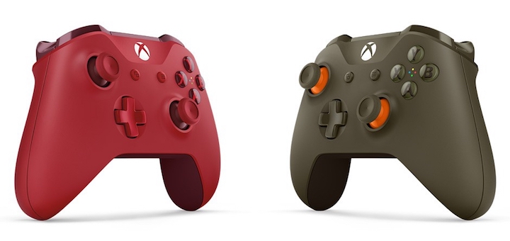 Xbox One S Red Green Orange Controllers