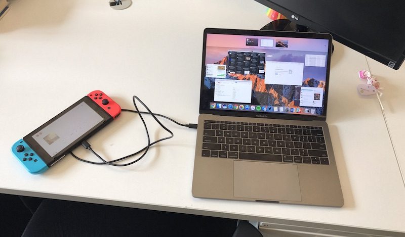 Nintendo Switch charging MacBook Pro