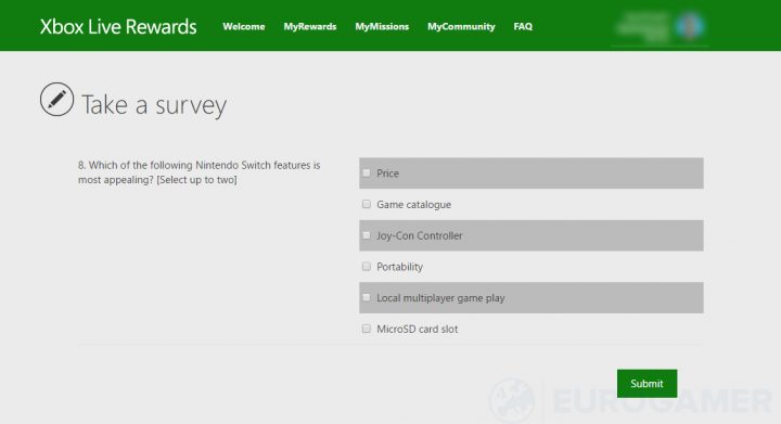 Xbox Live Rewards Nintendo Switch Features