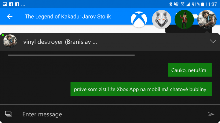 Xbox App Chat Bubbles