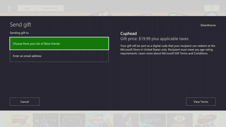 Xbox Store Game Gifting