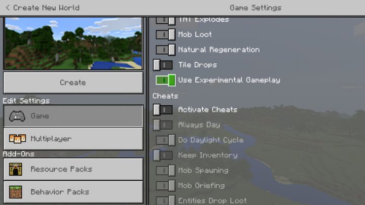 Minecraft Experimental Gameplay